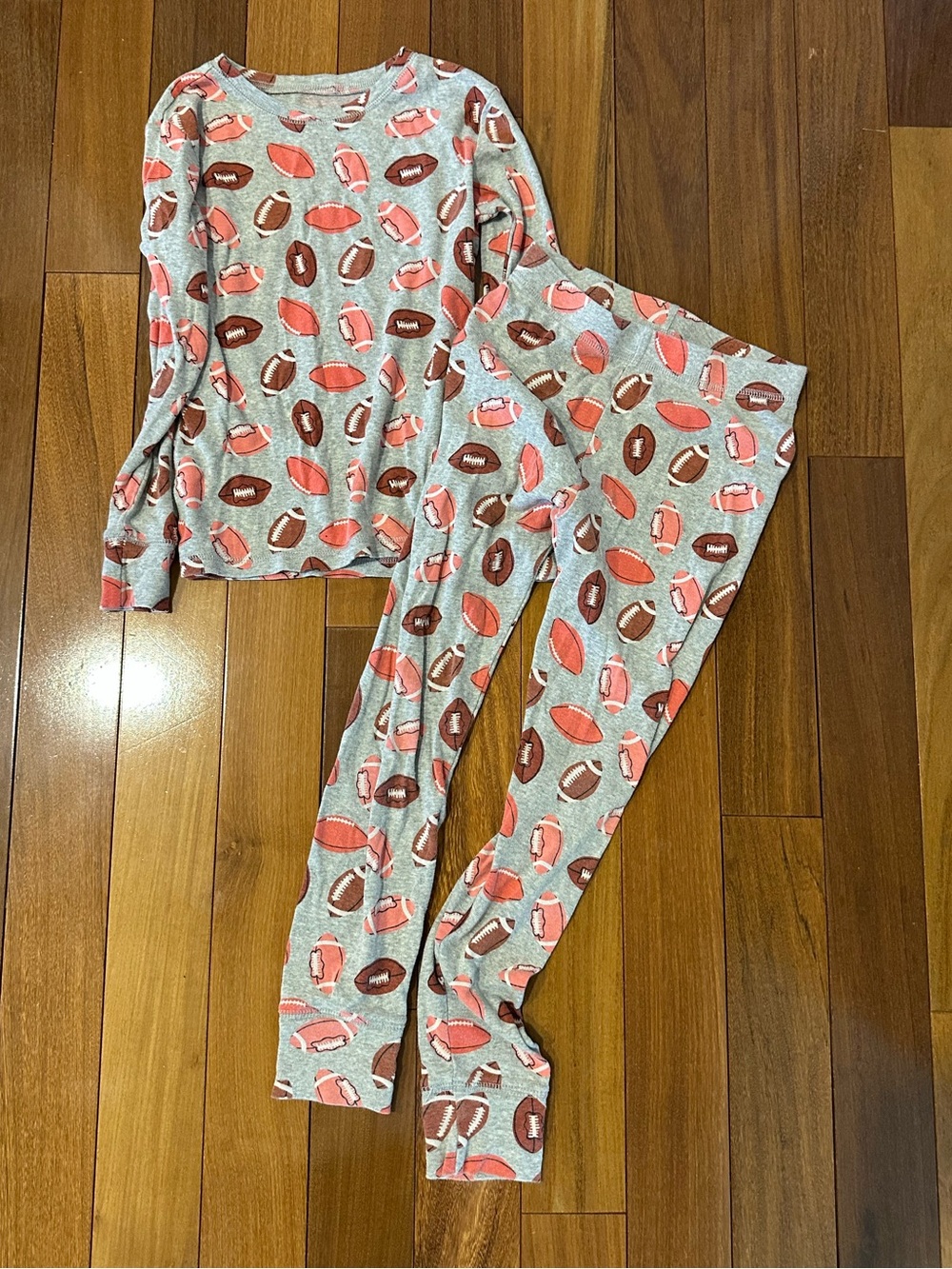 Kids Gray Football Print Pajama Set